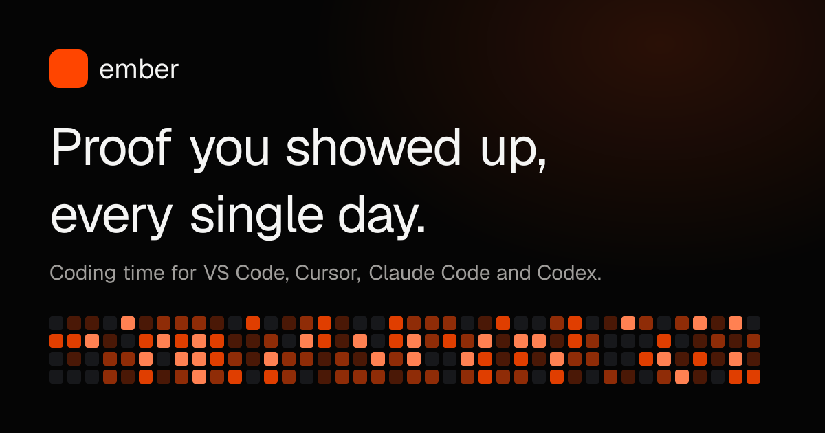 Ember: coding time tracker with a yearly heatmap and developer leaderboard